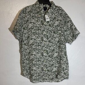 J. Crew Green Leaf Print Men's Shirt